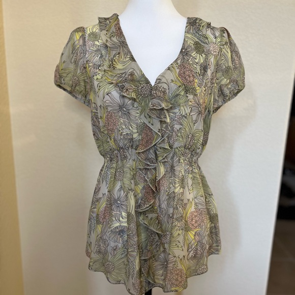 Anthropologie Odille Wind Tossed Blooms Silk Blouse - Picture 2 of 6